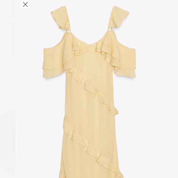 BNWT ZARA YELLOW RUFFLE DRESS - Picture 3 of 3